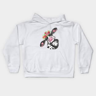 Cow with Flowers Kids Hoodie